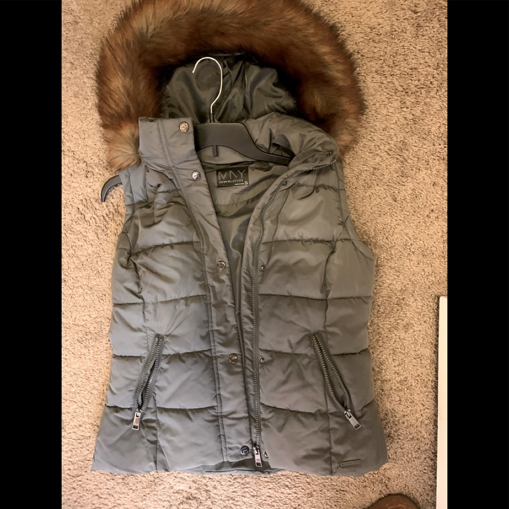 Vest with fuzzy hood